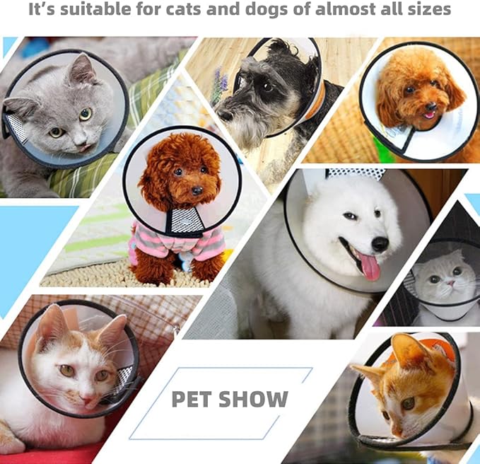 Plastic Pet Recovery Collars & Cones for Dogs and Cats After Surgery Adjustable Dog Neck Cone Surgical Elizabeth E-Collar Prevent Biting and Stop Licking Wound (L)