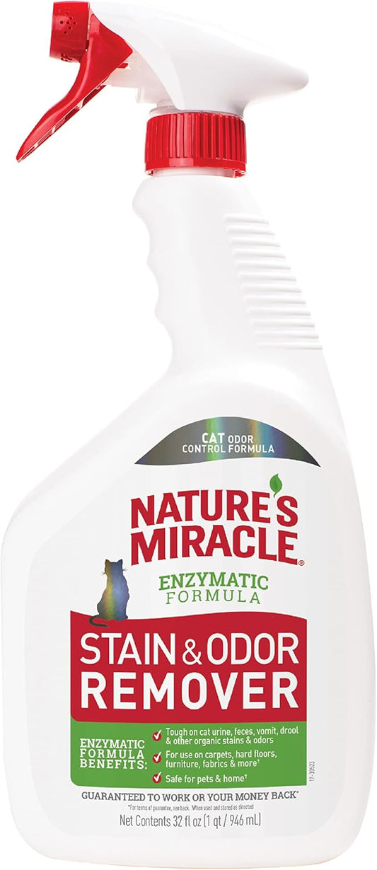 Nature's Miracle Stain and Odor Remover, Spot Stain and Pet Odor Eliminator, Enzymatic Formula, 32 Ounce Spray