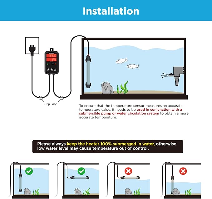 Titanium Aquarium Heater 300W, Submersible Fish Tank Heater with Digital Display Temperature Controller, 0℃-40℃ Adjustable, Fast Heating for 40 ~ 60 Gal Saltwater Freshwater Fish Tank, MX-9016(300W)
