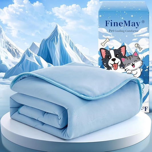 Cooling Blanket for Dogs, Lightweight & Durable Dog Cooling Mat, Q-MAX>0.45 Soft Breathable Pets Comforter for Couch, Bed & Car Essential - Light Blue 50x60 Inches