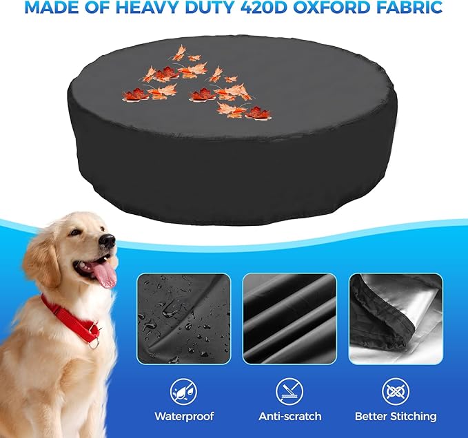 63 inch Foldable Dog Pet Bath Pool Cover, Portable Round Collapsible Pool Cover with Oxford Cloth Material and Drawstring Design for Dog Pet Pool, Waterproof and Dustproof (Black)