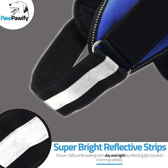 PawPawify Custom No Pull Dog Harness with Name and Phone Number, Heavy Duty Personalized Pet Vest to Prevent Tugging, Pulling, or Choking, Training and Walking (Red, XS (5-9LBS))