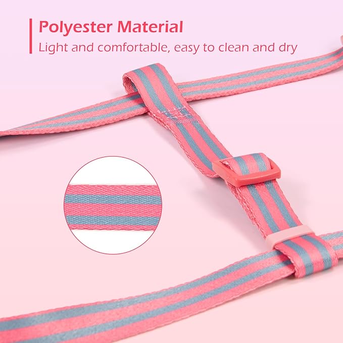 Stripe Step in Dog Harness for Small Dogs, Freedom Nylon Dog Halter Vests, Lightweight and Escape Proof Puppy Harness, Quick Fits for Small Medium and Large Dogs, Pink L