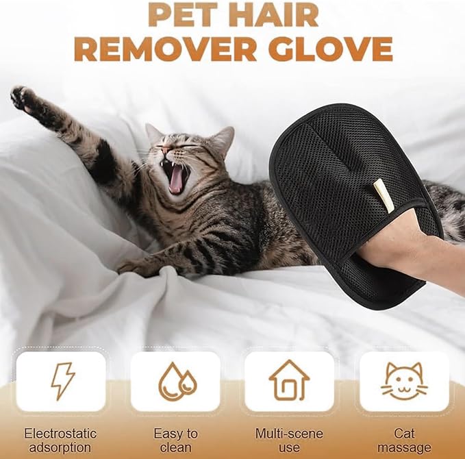 2025 Upgraded Pet Hair Removal Glove |Double-Sided – Reusable Grooming & Bathing Glove for Dogs and Cats |Soft Silcone Touch |Easy Deshedding and Cleaning Mitt (Black, 1 PC)