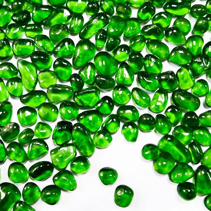 0.88LB Green Fish Tank Gravel Aquarium Glass Stones Sea Glass Pebbles Aquarium Gravel Rocks Fish Tank Rocks, Beads Pebbles Rock Sand Glass Gems Stones for Vase Filler Fish Turtle Tank Decoration