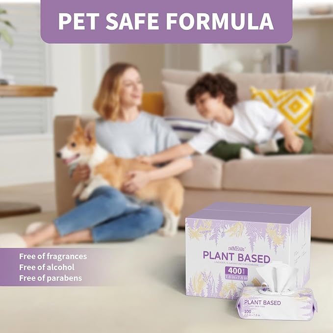 100 PCS Dog Wipes for Paws and Butt Hypoallergenic Pets Cleansing & Deodorizing Anal Gland Hygienic Puppy Wipes for Dogs Face and Body Wipes Cleaning Fur Doggie Wipes Doggy Wipes (Lavender)