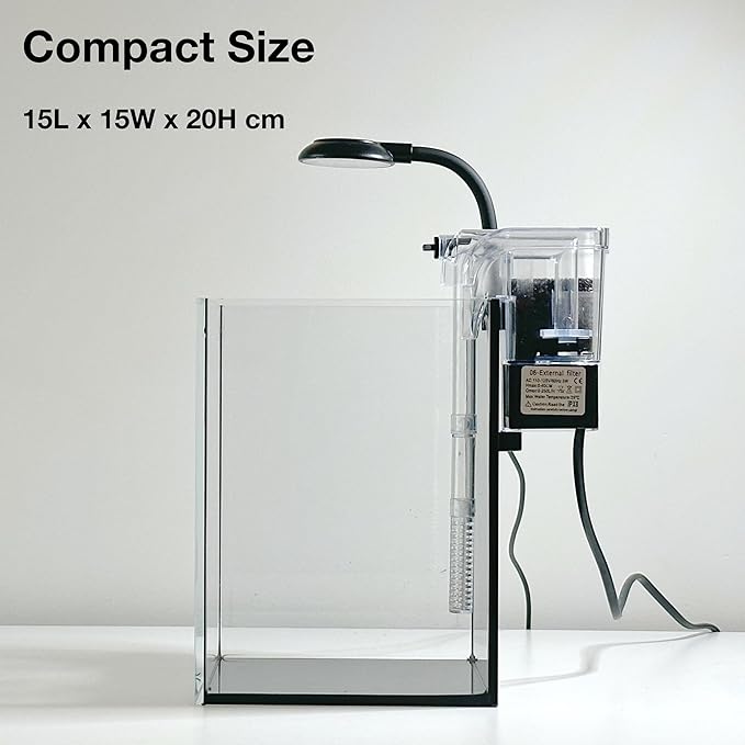 Nano Aquarium Kit,1.5 Gallon Rimless Small Glass Tank with Filter, Aquarium Light, and Aquascaping Decorations, for Home and Office (Black Tank - White Crystal, Small)
