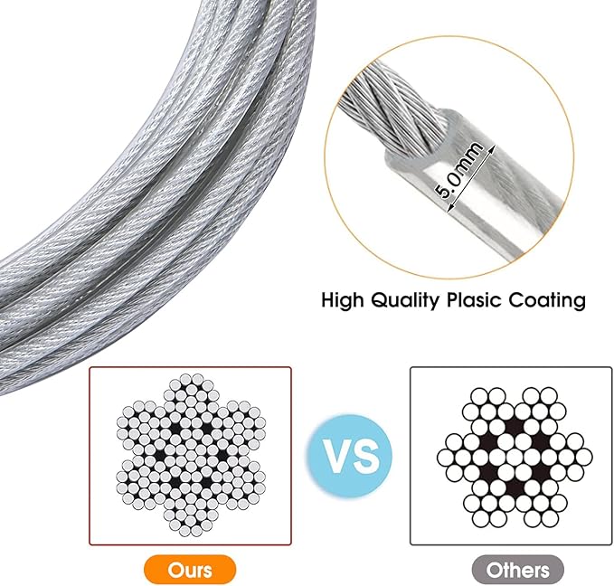 Dog Tie Out Cable for Dogs Outside Up to 250lbs,10/20/30/50/100FT Long Dog Leash&Chains,Small-Large Dogs Runner Cable for Yard,Heavy Duty Lead Line for Outdoor,Camping,Yard (250lbs 100FT, Silver)