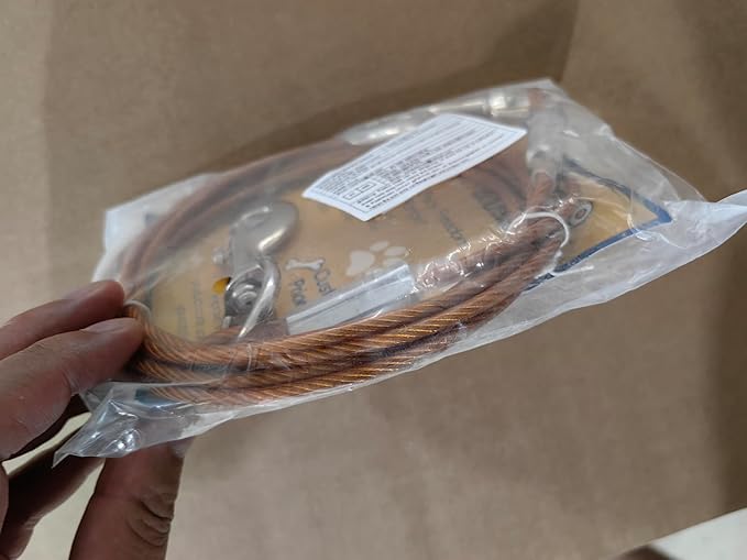 Dog Tie Out Cable,50ft Dog Lead-Heavy Duty Tie Out Cable for for Large Dogs Up to 125lbs-Dog Chain for Yard-Outside Dogs Runner Tether Line