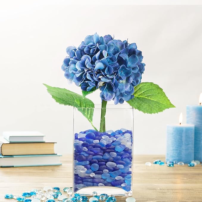 Sea Glass Stones - 0.9LB Frosted Glass Pebbles Gemstones - Perfect for Aquarium Rocks, Fish Tank Gravel, Vase Fillers, DIY Crafts, and Home Decor (Cobalt Blue, Aquamarine, White)