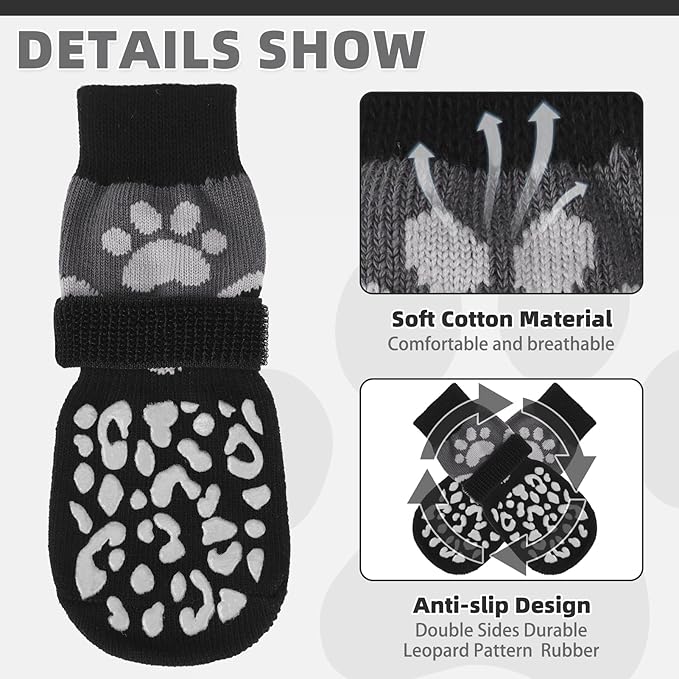 KOOLTAIL Dog Socks for Hot/Cold Pavement to Prevent Licking Paws Scratching,Anti Slip Pet Boots&Paw Protector for Hardwood Floors,Traction Control Grip Booties for Small Medium Large Senior Dogs XL