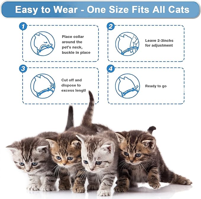 Wustentre 3 Pack Adjustable Anxiety Collar - Cat Calming Pheromones for Cats & Kittens, Stress Reliever - Relaxing Comfortable Collar (Violet)