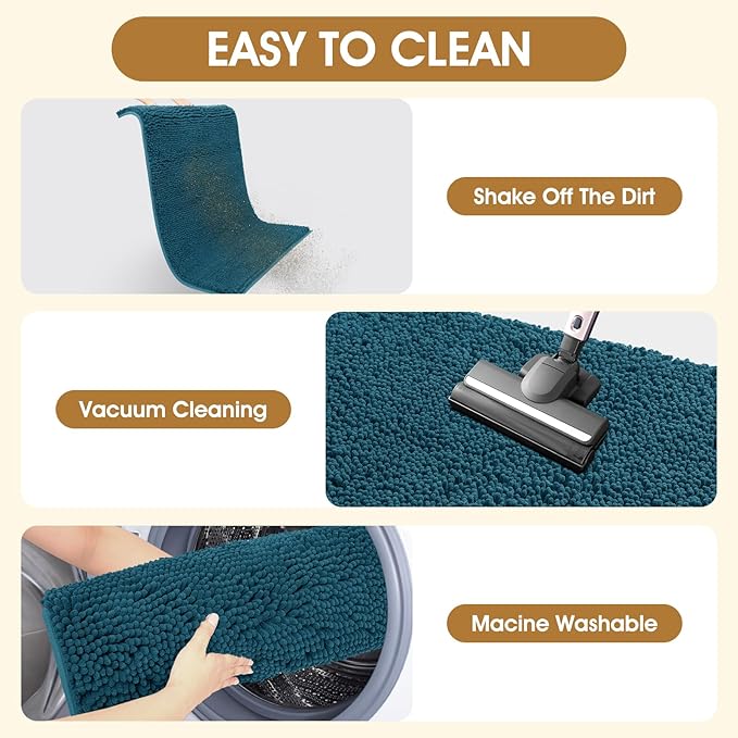 IM HOME 36" x 24" Teal Blue Dog Door Mats for Muddy Paws, Chenille Absorbent Dog Mat, Non Slip Heavy Mud Mat for Dogs, Soft Pet Bed Mat for Entryway, Mud Paws, Inside Floor