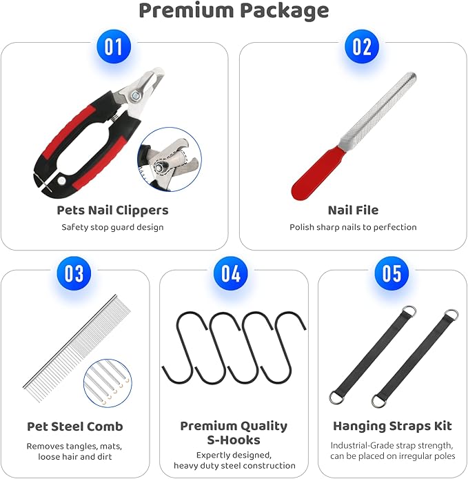 Guzekier Dog Grooming Hammock for Trim Nail, Dog Sling for Grooming, Dog Hammock Restraint Bag with Nail Clippers/Trimmer, Nail File, Pet Comb,Ear/Eye Care (Weight: 20-45 LBS)