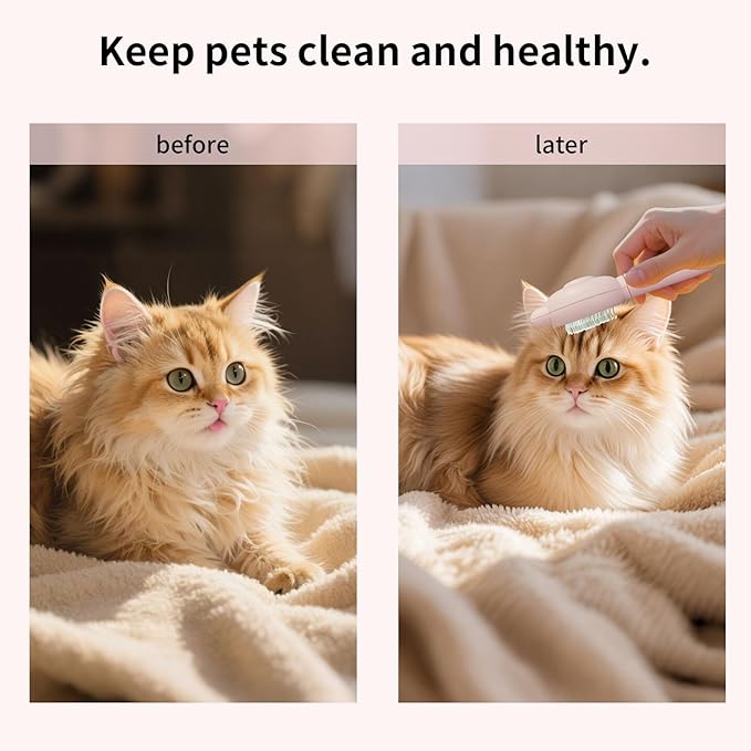 Zoocozy Cat Brush for Shedding, Dog Deshedding Brush, Pet Hair Removal Tool for Puppy Pitten(Pink)