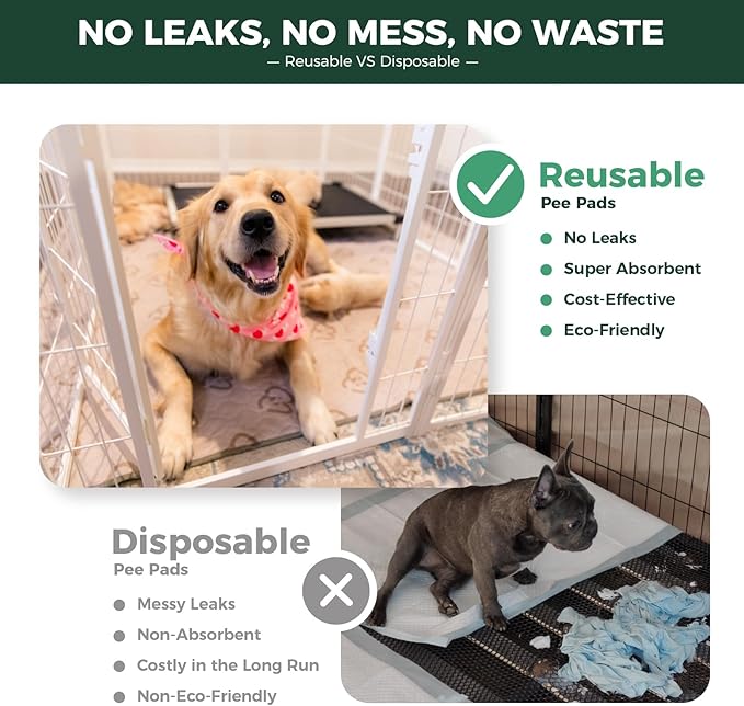 FXW Washable Pee Pads for Dogs, Puppy Pads with Super Absorbent, Specifically Designed for 42inch Cages, Rectangle, 41" x 27", 2 Packs