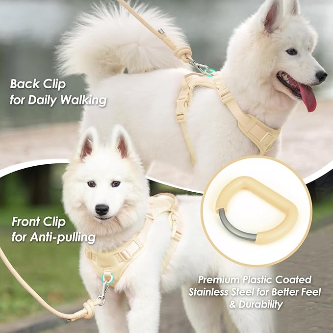 No Pull Dog Harness, Puppy Vest with Front Clip for Small Medium Large Sized Dog(Light Yellow,XL)