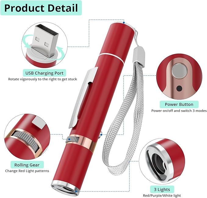 TBTeek Cat Toys for Indoor Cats, 2 Pieces, Rechargeable, 7 Adjustable Patterns, Interactive Kitten Pet Dog Chase Toy for Cats Fun Playing Exercise（Red）