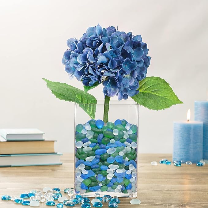 Sea Glass Stones - 0.9LB Frosted Glass Pebbles Gemstones - Perfect for Aquarium Rocks, Fish Tank Gravel, Vase Fillers, DIY Crafts, and Home Decor (Green, Aquamarine, White)