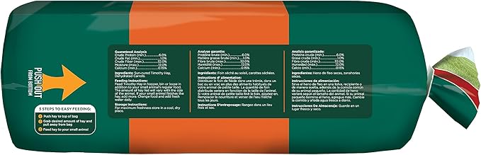 Kaytee Timothy Hay Plus Carrots for Pet Guinea Pigs, Rabbits & Other Small Animals, 24 oz (Pack of 2)