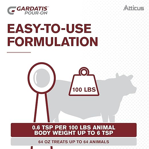 Atticus Gardatis Pour-On Insecticide with IGR (1/2 Gal) - Control Lice, Flies, and Ticks on Cattle and Horses - (Compare to Clean-Up II) - Permethrin 5.0% and Diflubenzuron 3.0%