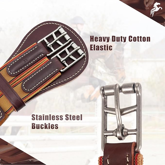 Jeereal English Dressage Girths,Breathable Horse Girth for English Saddle,Premium Equestrean Gear,Made Genuine Leather
