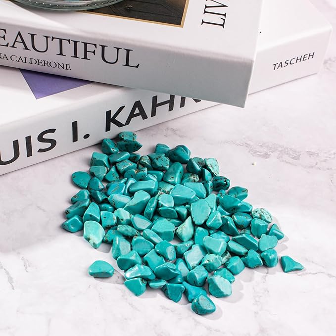 Tumbled Chips Stones Green Turquoise Crushed Crystal Quartz 3 Lb, Polished Natural Aquarium Gravel Rocks Gemstone Pebbles for Fish Tank, Vase Fillers, Succulent Plants Decor