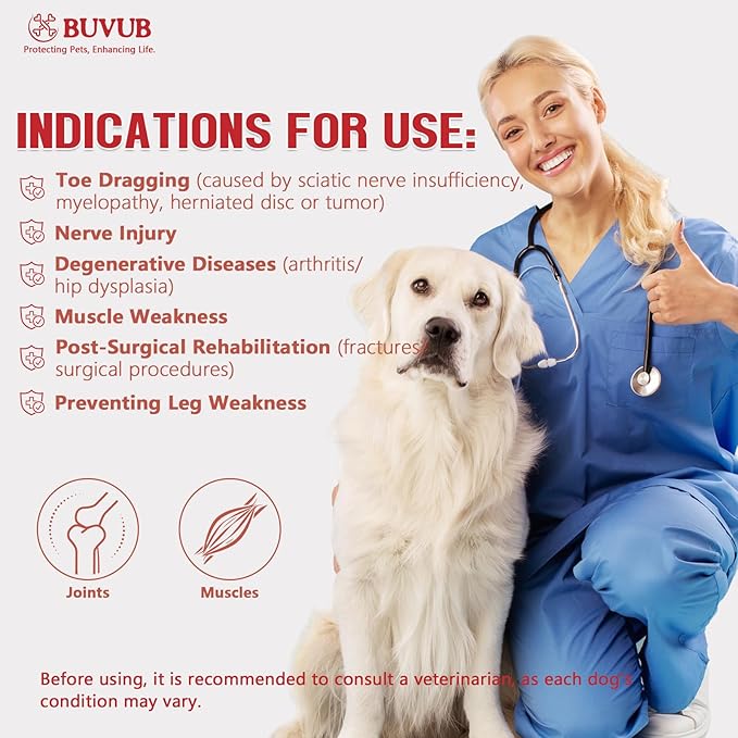 Dog Canine Knuckling Brace Front Paw Rear Leg Dog Foot Brace Wrap for Toe Dragging Cause by Sciatic Nerve Insufficiency, Myelopathy, Herniated Disc（XLarge,Pair Pack）