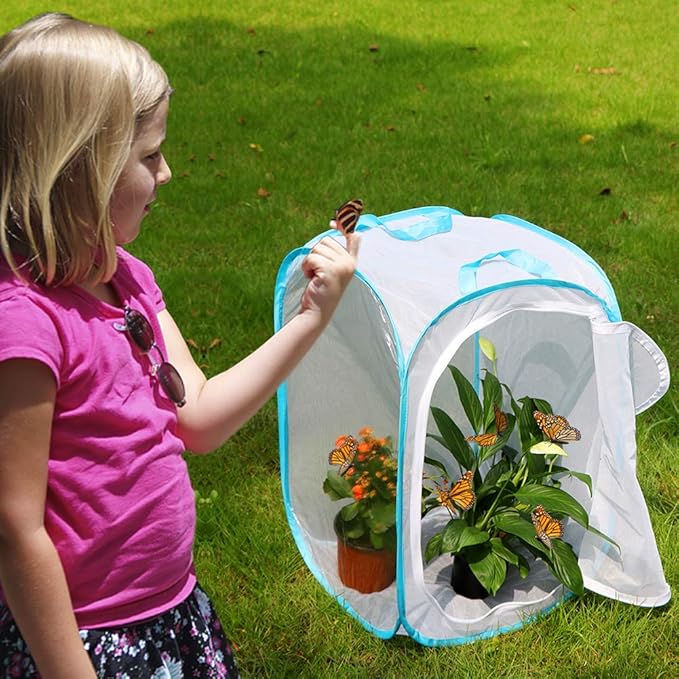 RESTCLOUD Insect and Butterfly Habitat Cage Terrarium Pop-up 24 Inches Tall