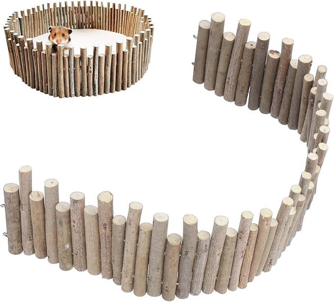 Ejoyous Hamster Wooden Bridge, Wood Ladder Hamster Fence Hideout Cage Bedding Climbing Toys for Syrian Hamsters Gerbil Small Animals (40CM Fence)