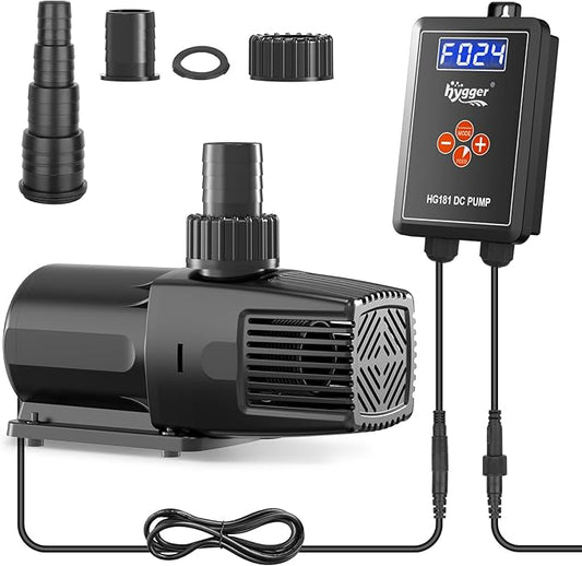 hygger 24V DC Adjustable Aquarium Water Pump & Wavemaker,30dB Quiet Return Pump,10-Speed Flow Control, Dry Run Anti-Block Protection for Freshwater Saltwater Ponds Fountains (92W,3170GPH/12000LPH)