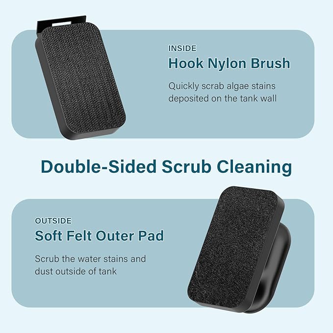hygger Aquarium Magnetic Glass Clean Tool, Algae Scraper for 0.2-0.6 Inch Thick Fish Tank Floating Scrubber Brush with Two Detachable Blades (S)