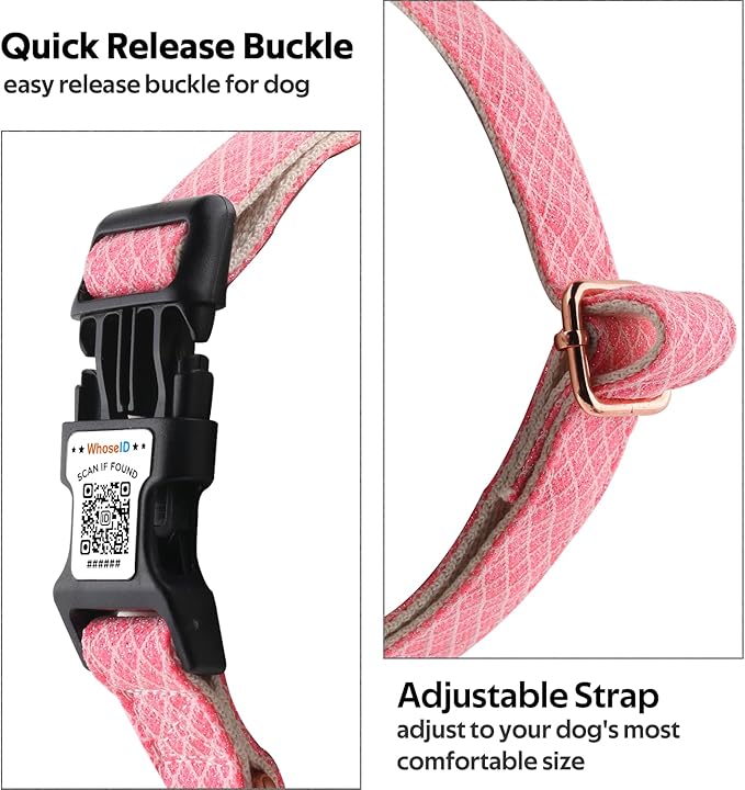 Dog Collar with Waterproof AirTag Holder & Anti-Lost QR Code, Cute Bling Warpping Adjustable Width for Small Medium Large Pet (Red, L)