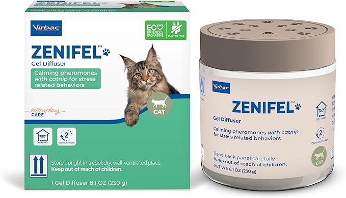 Virbac Zenifel Gel Diffuser for Managing Stress-Related Behaviors in Kittens & Cats - No Electricity Needed - Lasts Up to 2 Months - 1 Diffuser