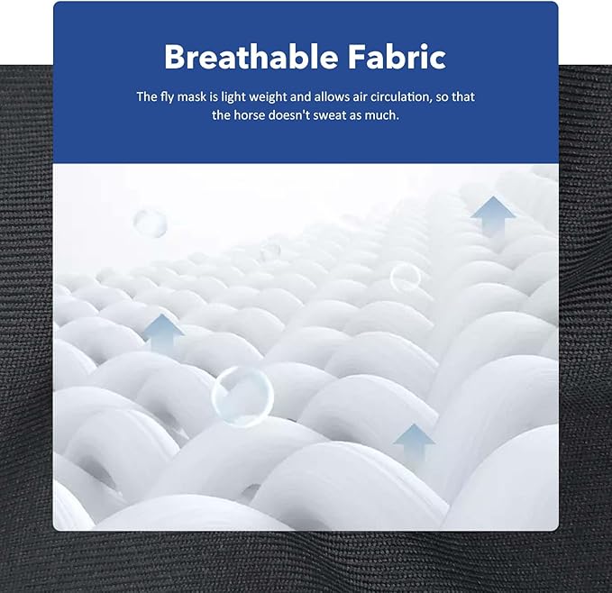 Harrison Howard Super Comfort Stretchy Fly Mask Large Eye Space with UV Protection Soft on Skin with Breathability Weaving Dots M