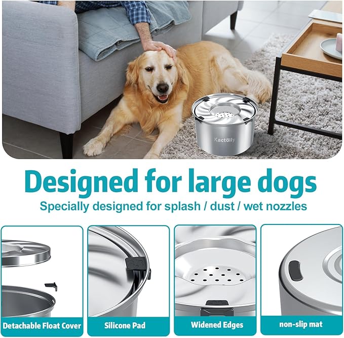 1.5 Gal Dog Water Bowl No Spill, 5.6L Slow Water Bowl for Large Dogs, Slow Drinking Dog Water Bowl Dispenser, Stainless Steel Dog Bowls for Messy Drinkers