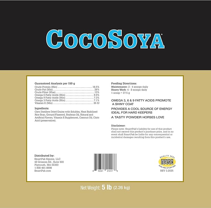 Uckele CocoSoya Granular Horse Supplement - Omega Fatty Acid Supplement for Horses - Equine Vitamin & Mineral Supplement - 5lb