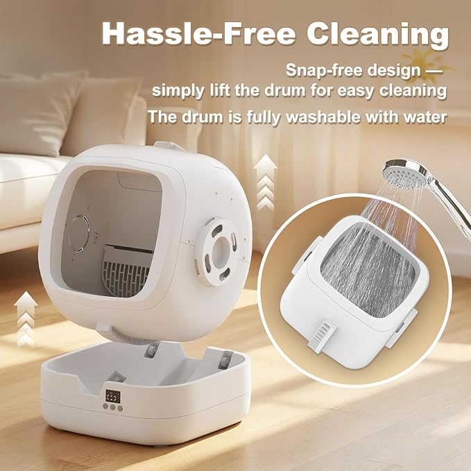 Automatic Cat Litter Box Self Cleaning - APP Control and Weight Monitoring - Ultra-Quiet, Suitable for Medium Cats and Kittens, Safe Anti-Pinch Litter Box (Assembly Required) -White