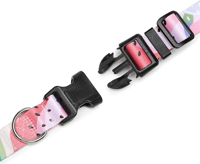 Mercano Adjustable Dog Collar - Special Design Patterns, Soft Nylon Comfortable Durable Pet Collar for Small Medium Large Dogs (L, Watermelon)