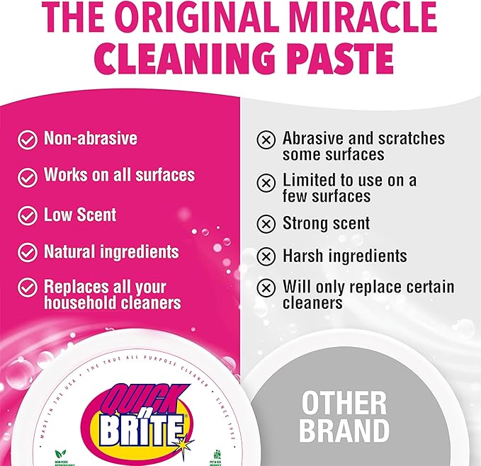 Quick N Brite Eco-Friendly Cleaning Supplies Kit - All Purpose Cleaner with Cleaning Paste & Concentrate - Non-Toxic, Powerful Cleaner Includes Sponge - Versatile Solution for Home & Office