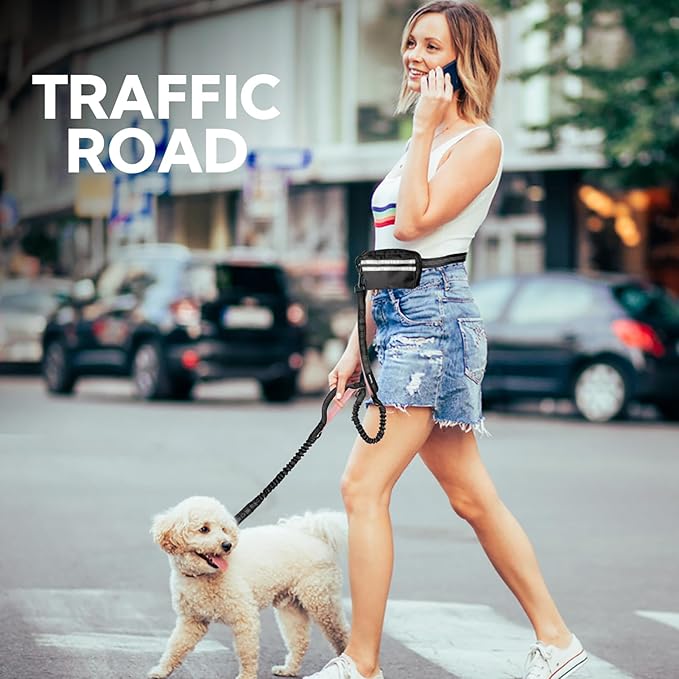 Hands Free Dog Leash, Waist Leash for Dog Walking, Hiking and Running,Adjustable Belt with Double Handle, Dog Leash for Large Dogs and Medium Dogs, Dog Walking Accessories,Tangle Free,No Pull