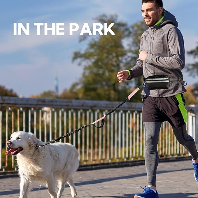 Hands Free Dog Leash, Waist Leash for Dog Walking, Hiking and Running,Adjustable Belt with Double Handle, Dog Leash for Large Dogs and Medium Dogs, Dog Walking Accessories,Tangle Free,No Pull