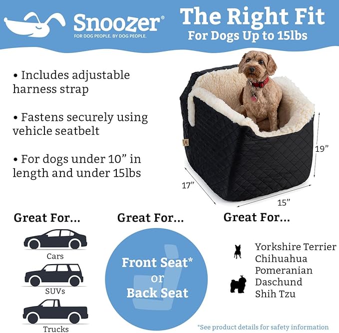 Snoozer Small Luxury Lookout Car Seat, Black and Herringbone