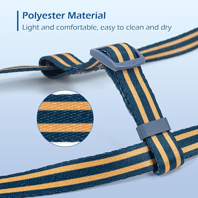 Stripe Step in Dog Harness for Small Dogs, Freedom Nylon Dog Halter Vests, Lightweight and Escape Proof Puppy Harness, Quick Fits for Small Medium and Large Dogs, Blue L