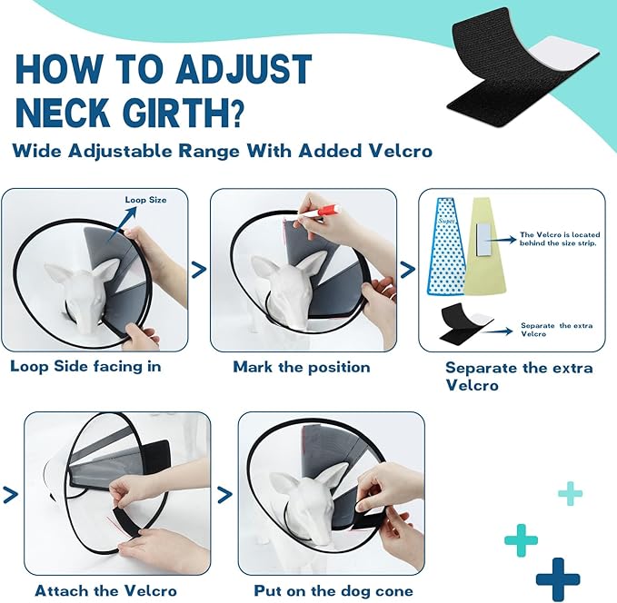 Supet Dog Cone Collar Adjustable After Surgery, Comfortable Pet Recovery Collar & Cone for Large Medium Small Dogs, Elizabethan Dog Neck Collar Plastic Practical