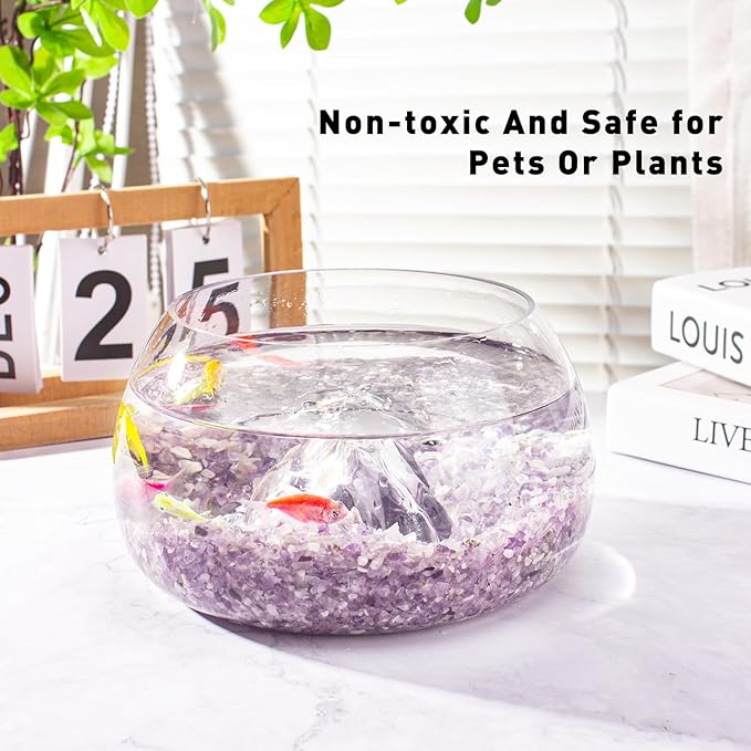3 Lb Amethyst Crushed Stones Quartz Crystals Chips Bulk, Natural Tumbled Healing Stones for Decorative Fish Tank Vase Fillers Aquarium Gravel Rocks