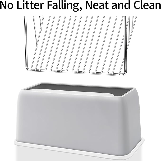 UFECODO Fast Sifting Cat Litter Scoop with Holder Stand, Stainless Steel Poop Scooper with Ergonomic Wood Handle, Heavy Duty and Easy Clean