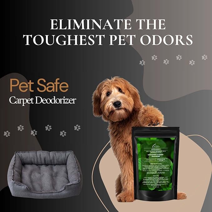 Peppermint Carpet Freshener Powder: Powerful Odor Eliminator for Home, Upholstery Deodorizer, Carpet Deodorizer, Pet Urine, Cat Litter Box - Peppermint Fragrance