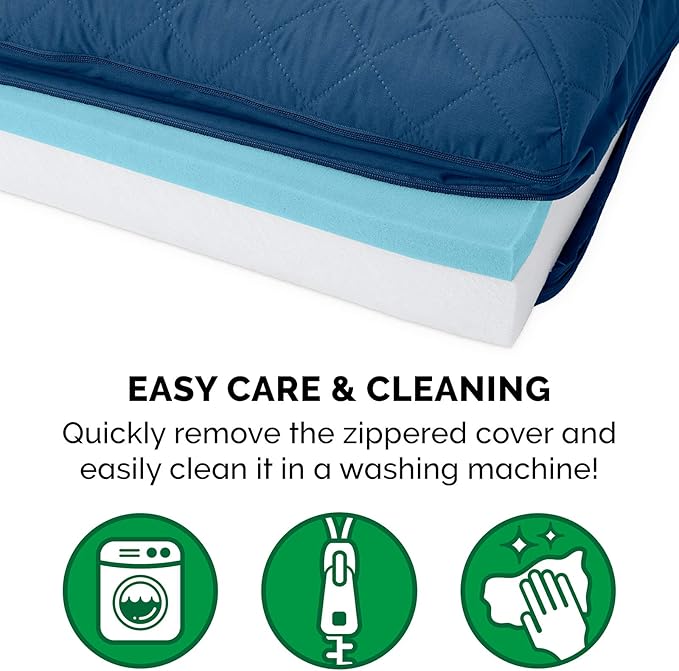 Furhaven Cooling Gel Dog Bed for Large Dogs w/ Removable Bolsters & Washable Cover, For Dogs Up to 125 lbs - Quilted Sofa - Navy (Blue), Jumbo Plus/XXL