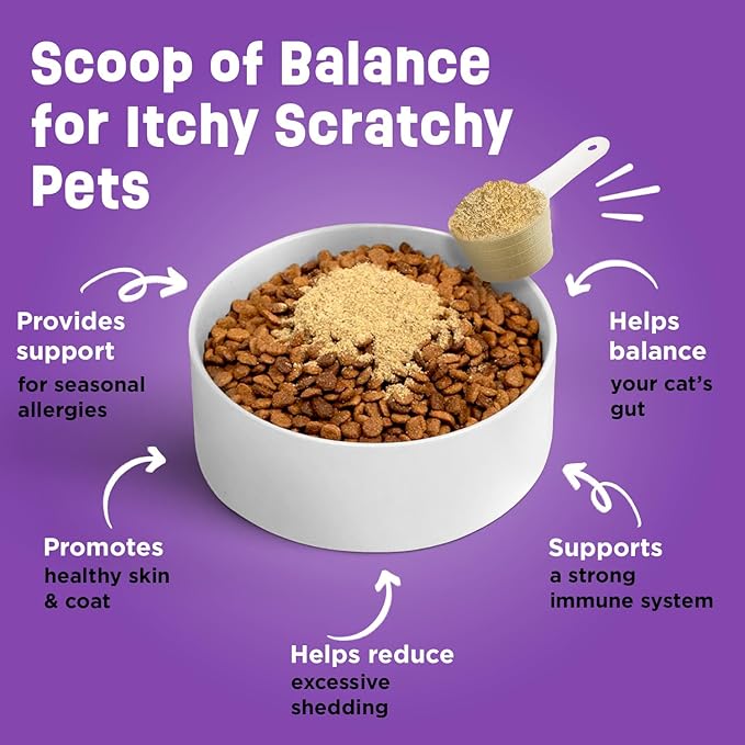 Dinovite for Cats Supplement - Immune + Digestive, Skin + Coat Support, Vitamins, Minerals, Omega 3, Enzymes, Probiotics. Reduces Shedding, Dry Skin, Itching, Stinking, Bald Spots, Seasonal Issues